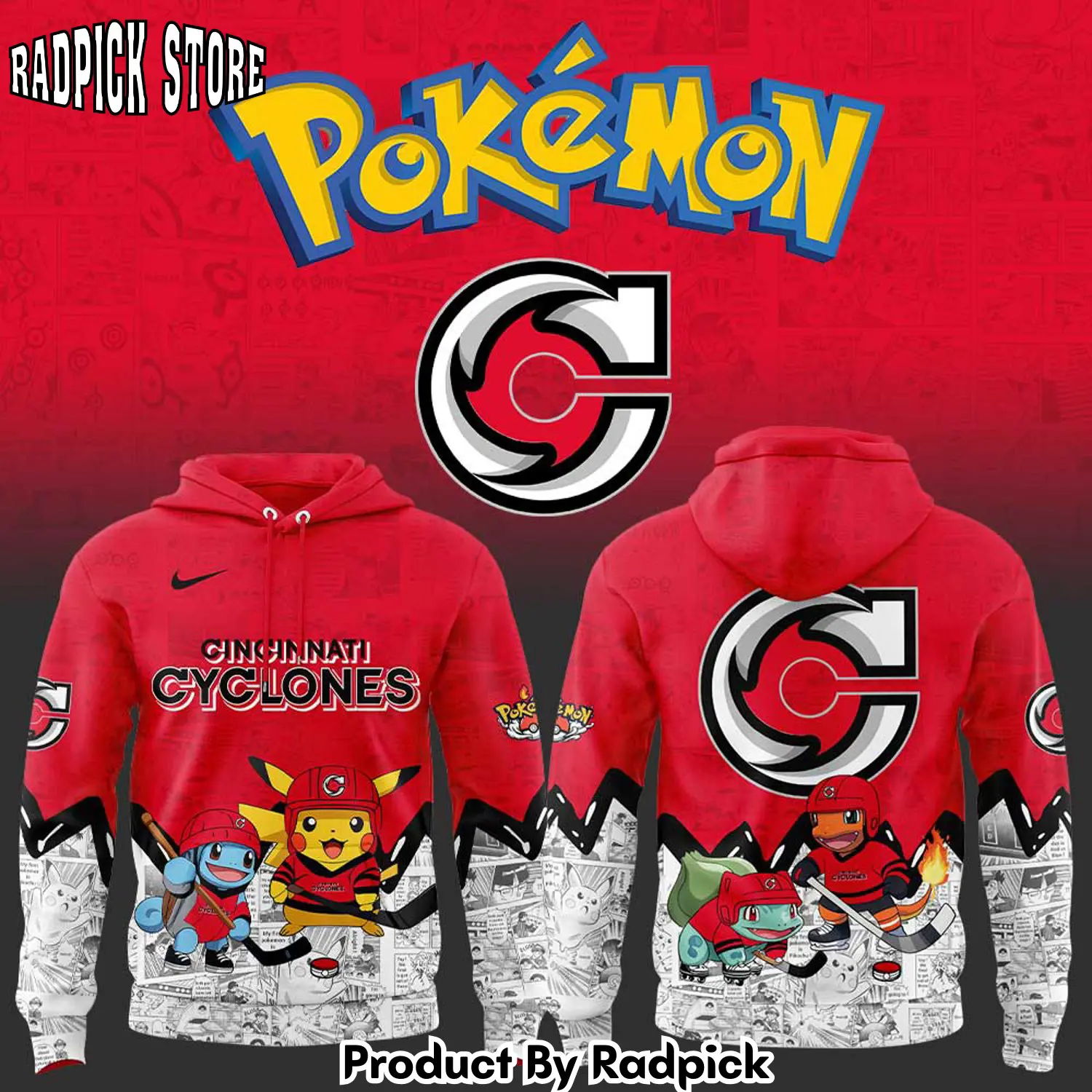 Cincinnati cyclones x pokmon new hoodie joggers hoodie and long pants set rp291860